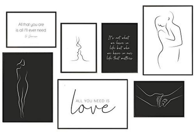 Premium Posterset met Lijnkunst - Set van 7 Afbeeldingen (3 A3 en 4 A4)