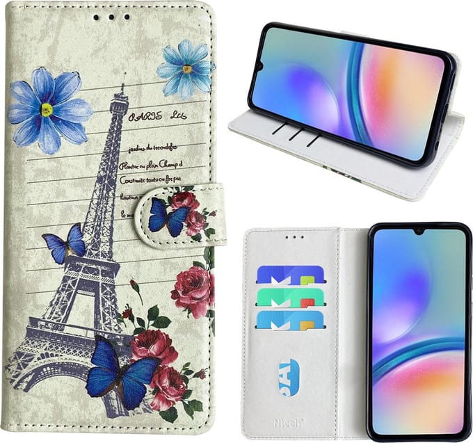 Hoesje geschikt voor Samsung Galaxy A05s Bookcase met Eiffel Toren /Parijs
