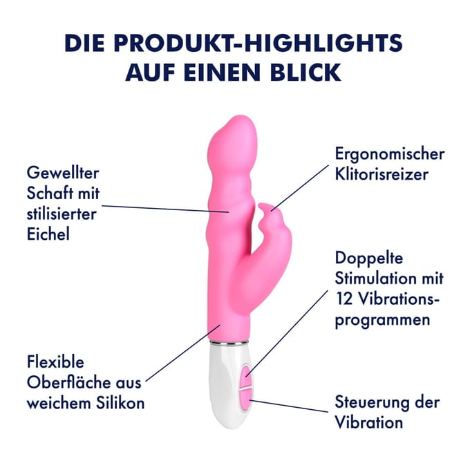 Rabbit vibrator van siliconen, 22,5 cm