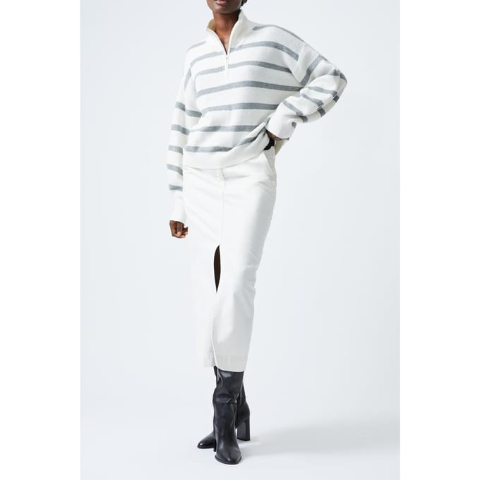 French Connection Vhari Half Knit Jumper Su White/mid Grey Me Taglia: L | Maglioni a maglia Outlet | Donna | Grigio