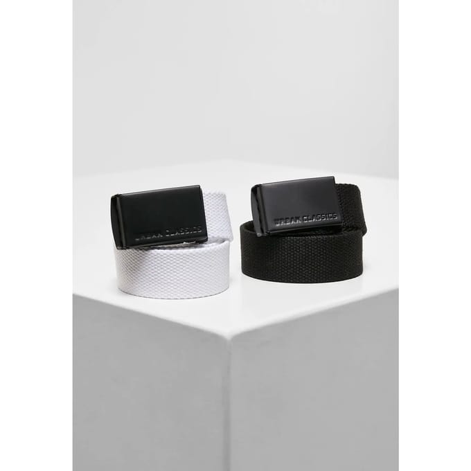 Urban Classics - 2pack Kinder Canvas riem - Zwart/Wit