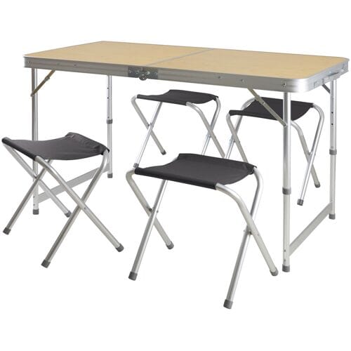 CRIVIT Campingtafel met 4 krukken