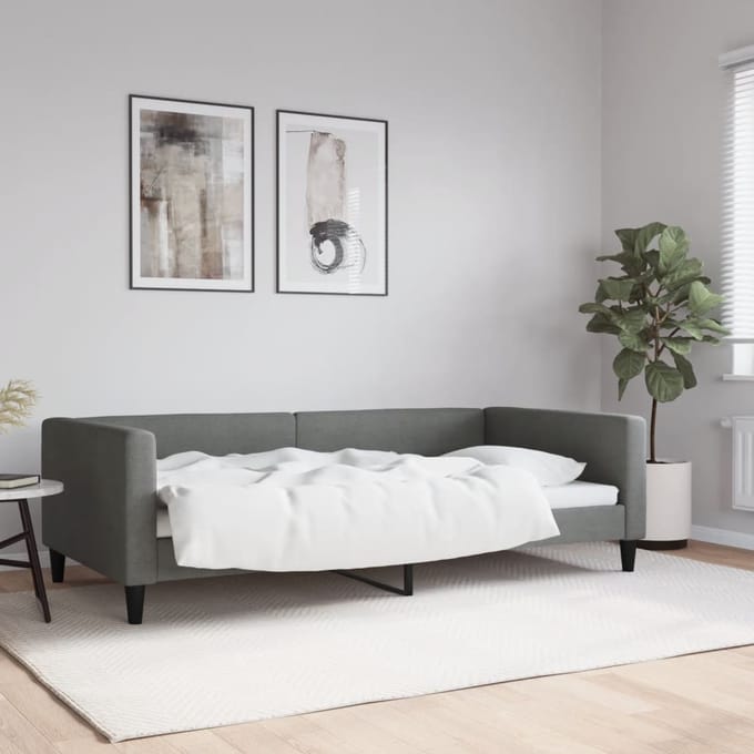 vidaXL - Slaapbank - 100x200 - cm - stof - donkergrijs