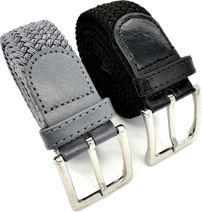 Elastische Riem - 2 Pack - Zwart, Grijs, 115 cm