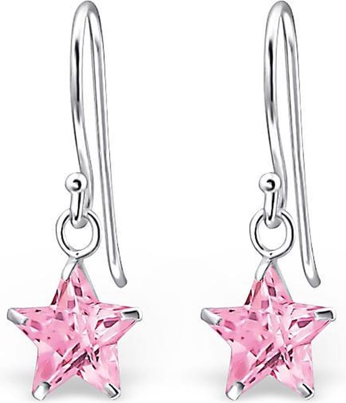 Montebello Oorbellen Ada Pink - 925 Zilver E-Coating - Ster - 8mm - 23mm