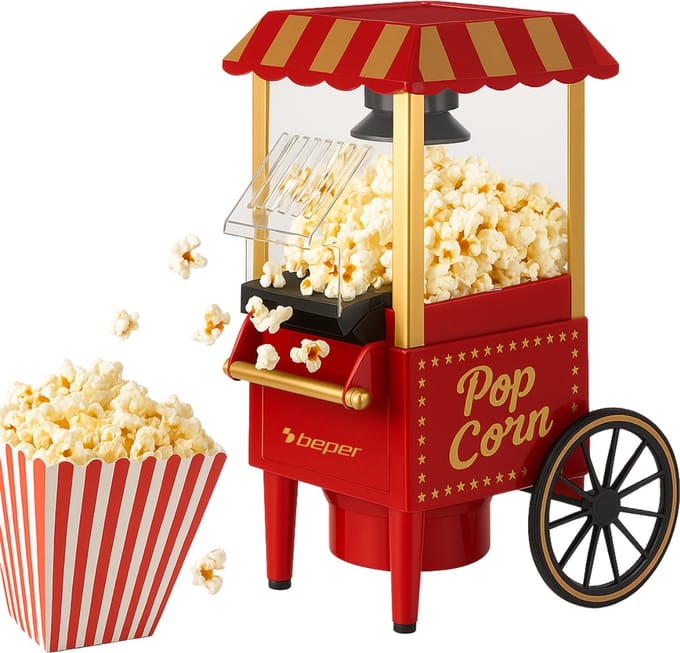 Beper BT.651Y - Popcorn Machine - Kar Design - Popcorn Maker - Popcorn Popper - Home Popcorn Machine - Commercial Popcorn Machine - Rood