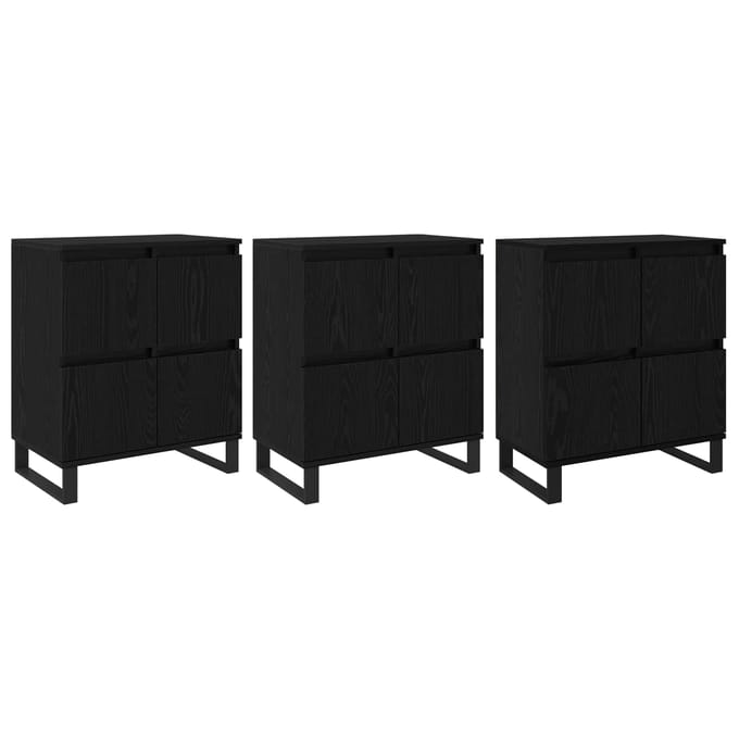 vidaXL - Dressoir - 3 - st - Zwart - Eiken - 60 - x - 35 - x - 70 - cm