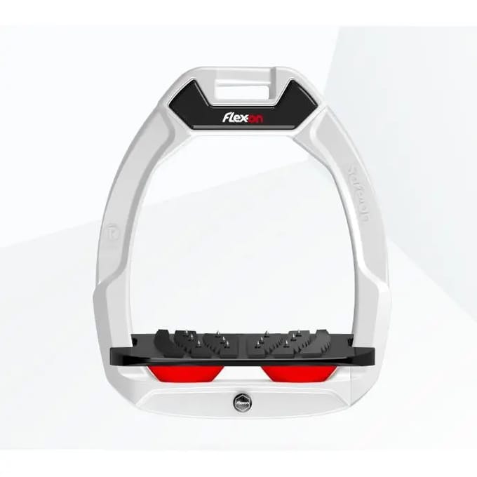 Veiligheidsstijgbeugels Paardrijden Schuin Ultra Grip Wit/Zwart/Rood Flex-On Safe-On