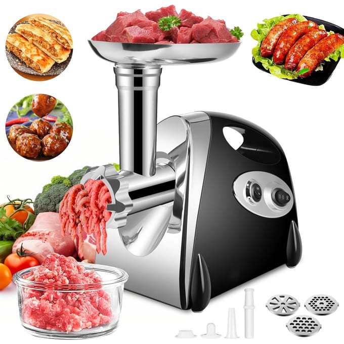 OWJHE 2800W Elektrische Vleesmolen Roestvrij Staal Multifunctionele Groente Worst Processor Slicer Chopper Mincer Baby Voedselprocessor black