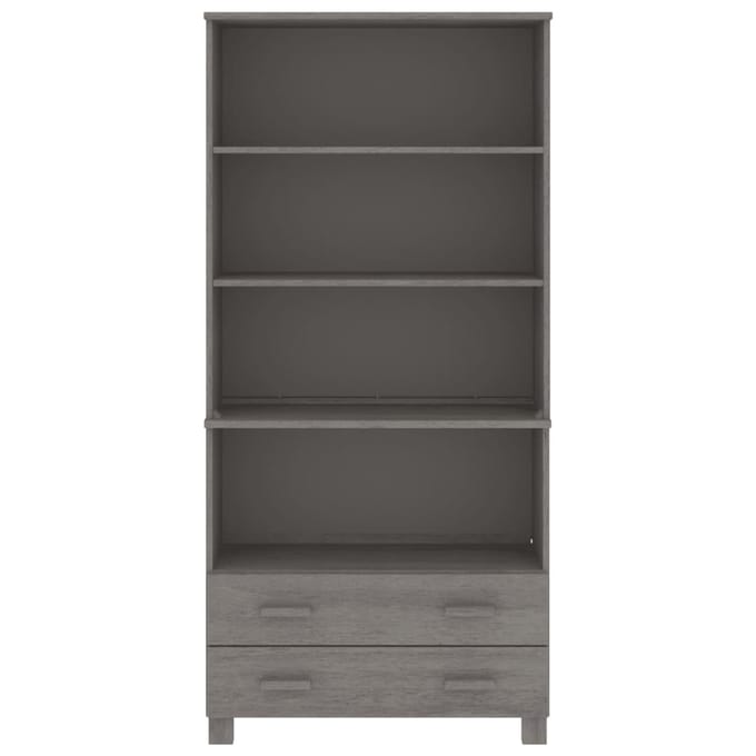 vidaXL - Hoge - kast - HAMAR - massief - grenenhout - lichtgrijs