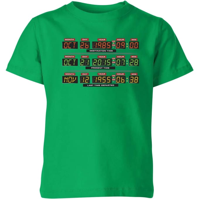 Back To The Future Destination Clock Kids' T-Shirt - Green - 146/152 (11-12 jaar)
