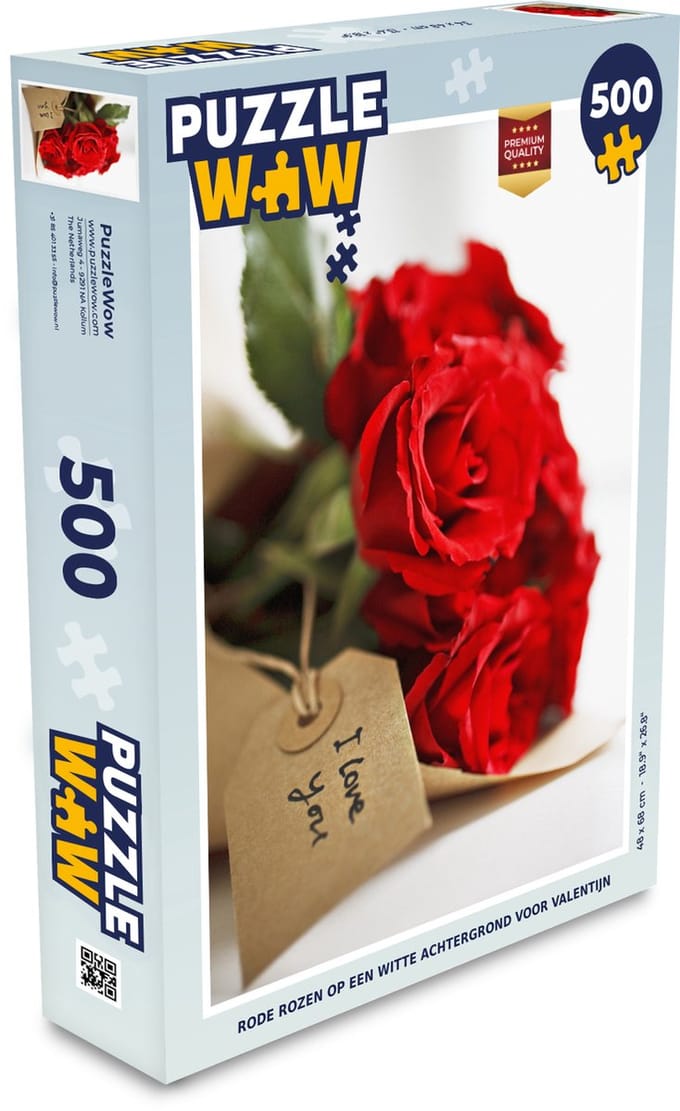 Puzzel Rode rozen op een witte achtergrond voor valentijn - Legpuzzel - Puzzel 500 stukjes