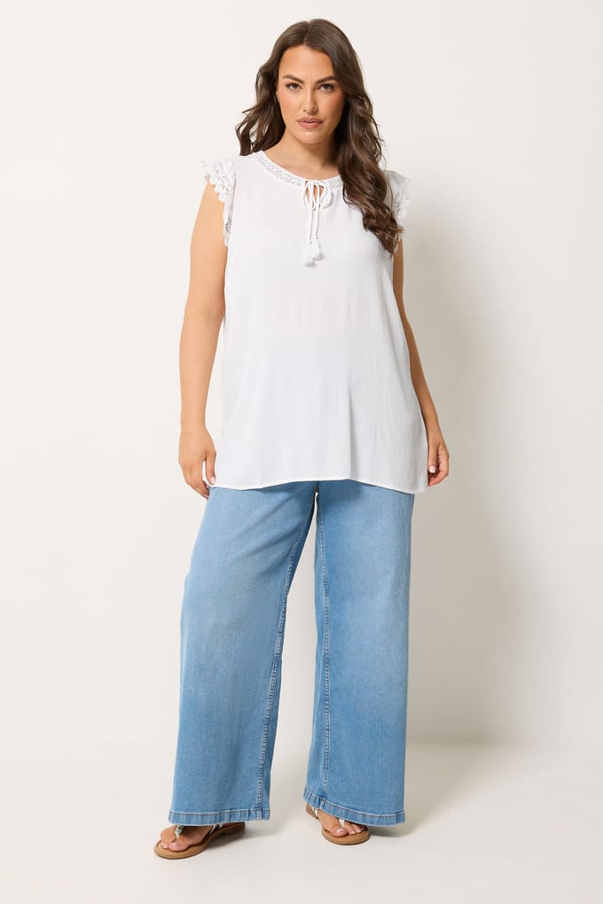 Yours Witte Blouse Met Striksluiting Size 42