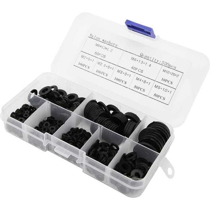 500 stuks/doos Nylon Ringen Set M2 M2.5 M3 M4 M5 M6 M8 M10 Hardware Bevestigingsmiddelen AccessoiresWit