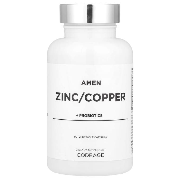 Codeage, Amen, zink/koper + probiotica, 90 plantaardige capsules