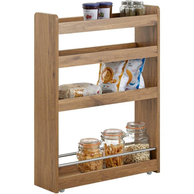 SoBuy NSR01-PF Opbergrek - Bruin Houtcomposiet met 4 Planken