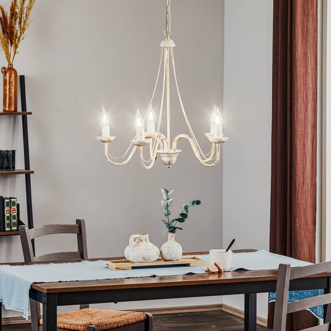 HELAM Kroonluchter Malbo 5-lamps in wit