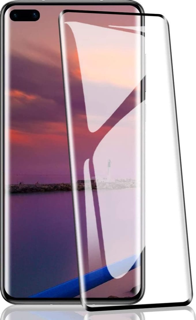 Screenprotector Glas - Full Curved Tempered Glass Screen Protector Geschikt voor: Huawei P40  - 1x