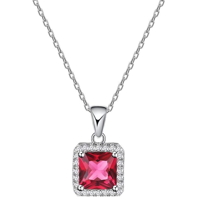 S925 Sterling Zilver Imitatie Ruby Ketting Eenvoudige Sleutelbeenketting Sieraden gray