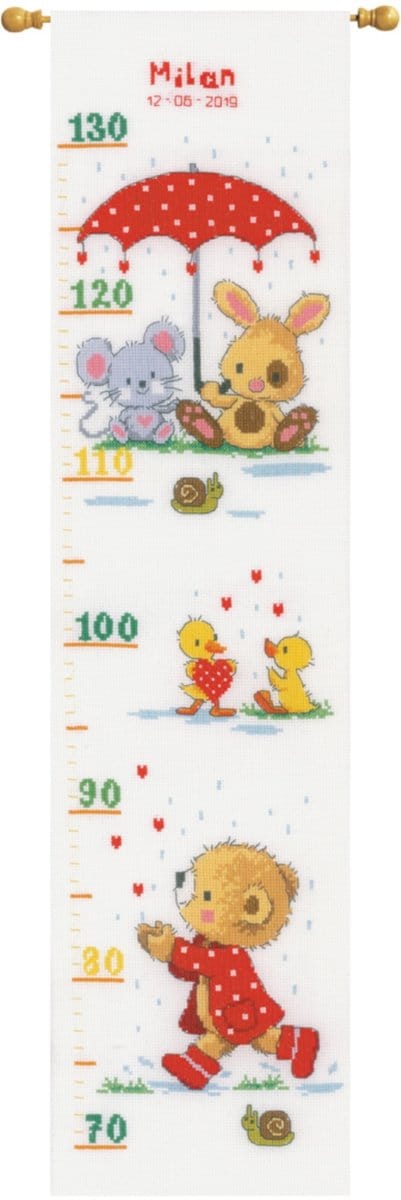 borduurpakket PN0166260 "onder de paraplu", groeimeter/meetlat