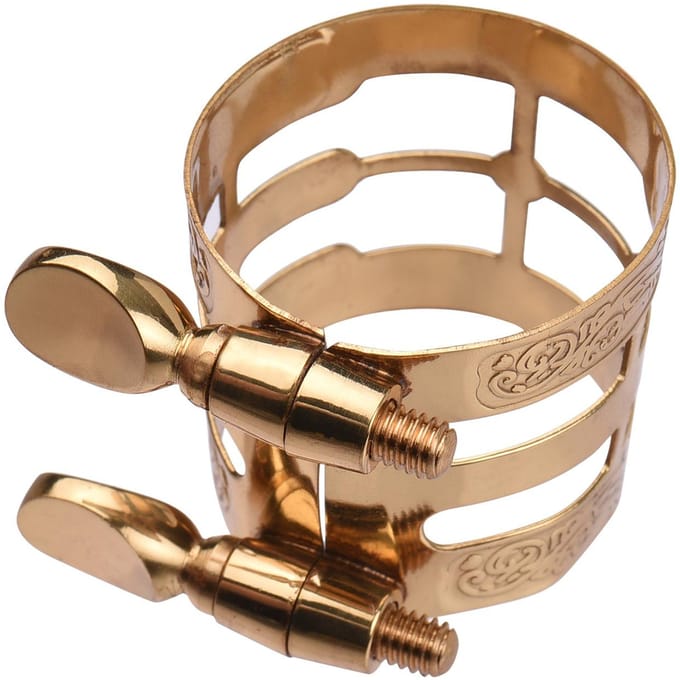 Dubbele schroefverstelling Saxofoonrietbinder Compacte duurzame Saxrietbinder met mondstukkap voor without saxophone cap goud