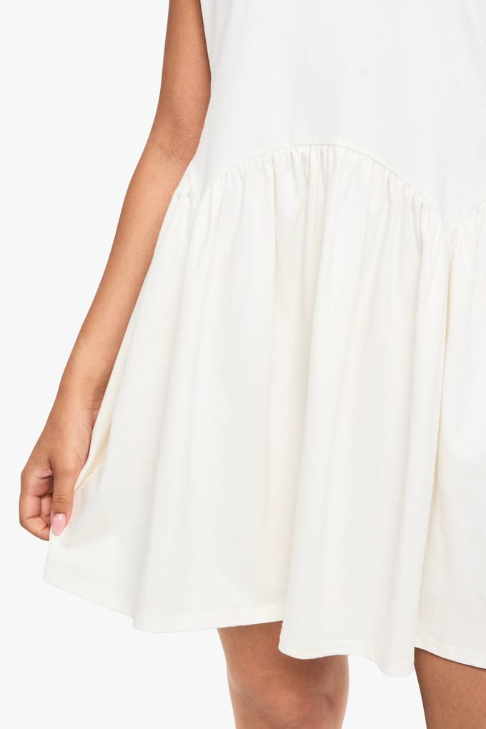 boohoo Dames Katoenen Smock Jurk met Gebogen Zoom | White | Maat: 8