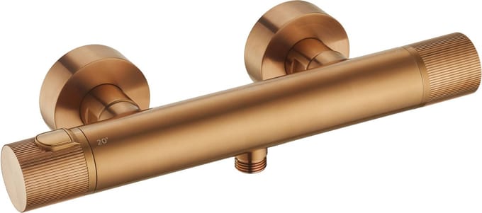 Ben engraved Line Thermostatische Douchekraan - 15 cm - Koper - Thermostaatkraan