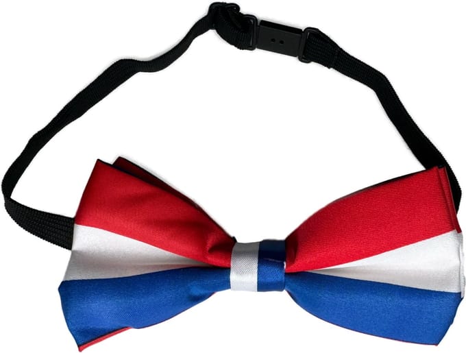 3BMT - Strik rood wit blauw - vlinder das voorgestrikt