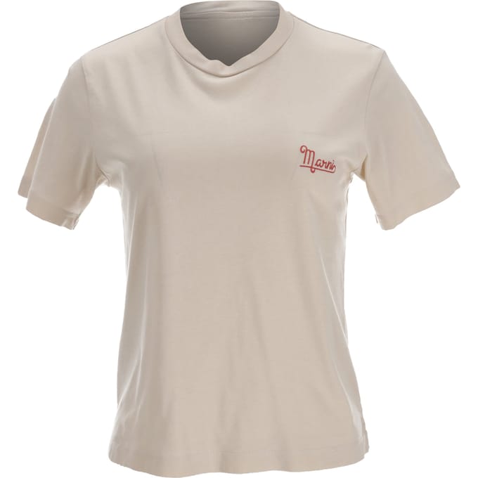 Marni logo T-shirt in beige katoen