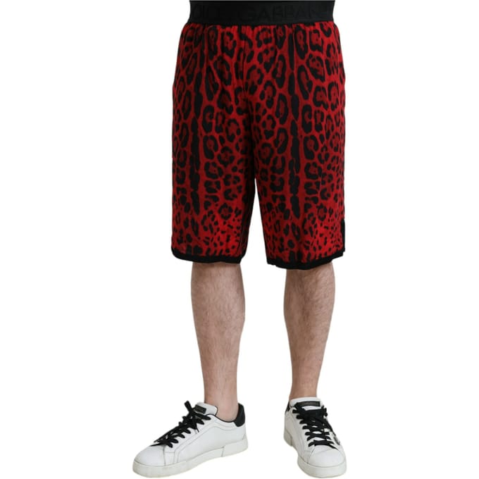 Rode Luipaardprint Shorts Stijl Pan75018