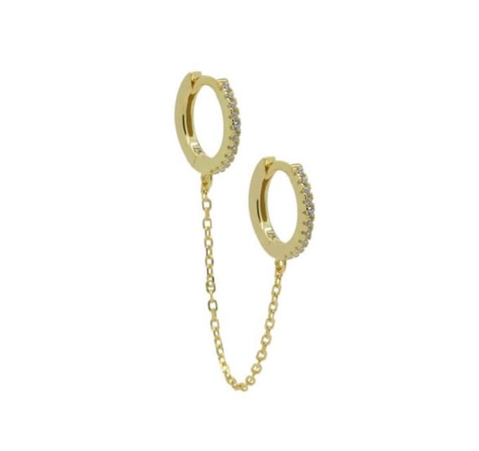 Karma Oorringen Hoop Zirkonia Chain Goudkleurig