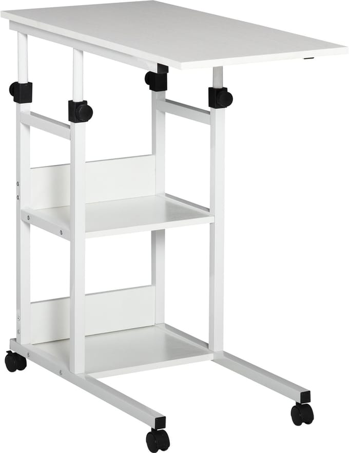 Laptoptafel op Wielen - Bedtafeltje - Bijzettafel - Wit