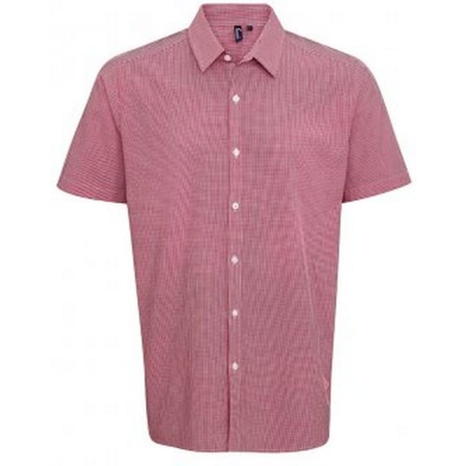 Premier Heren Gingham Shirt met korte mouwen (Rood/Wit)