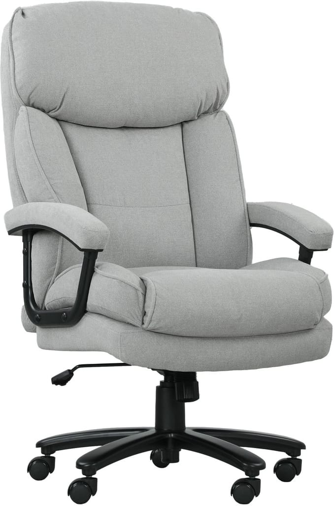 HOMCOM Robuuste Bureaustoel Polyester 68,5L x 79B x 117-125cm Lichtgrijs