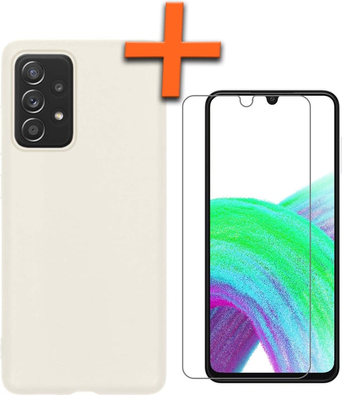 Hoes - Met Screenprotector - Geschikt voor Samsung Galaxy A33 - Sterk & Shockproof - Back Cover - Siliconen Case - Telefoon Hoes - Wit