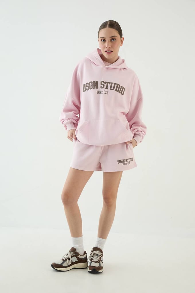 Dames Dsgn Studio Applique Oversized Hoodie | Lichtroze | Maat: XS