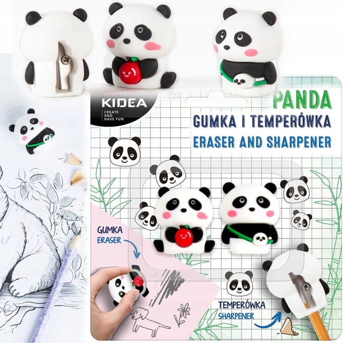 Kidea Panda Gommetje & Puntenslijper Set