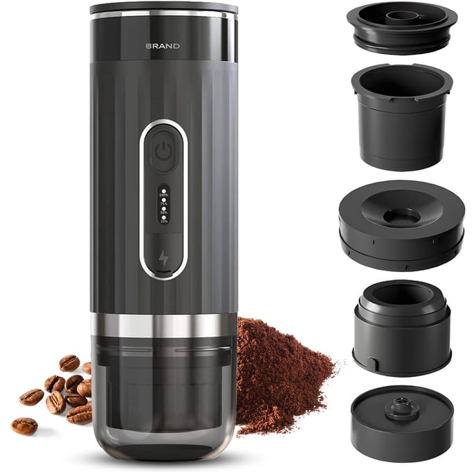 Machine à café expresso électrique portable sans fil chauffante 3 oz Mini cafetière à portion individuelle avec noir