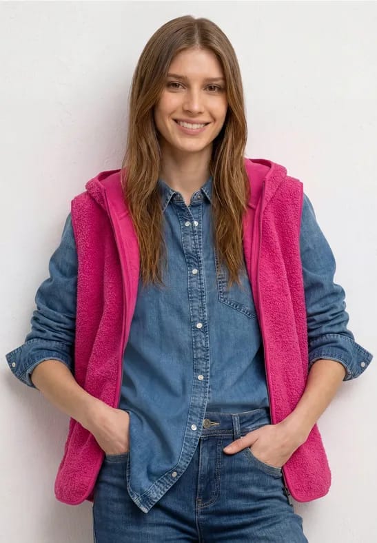 Teddyvest met capuchon en rits