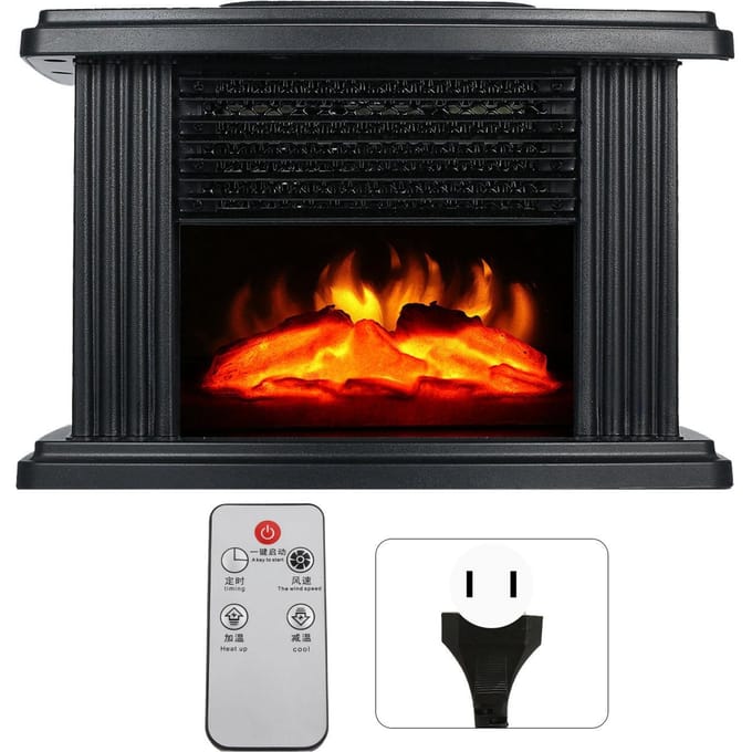 Mini Elektrische Openhaard Kachel Gesimuleerde Vlam Efficiënte Verwarming Stille Werking Draagbare Openhaard black