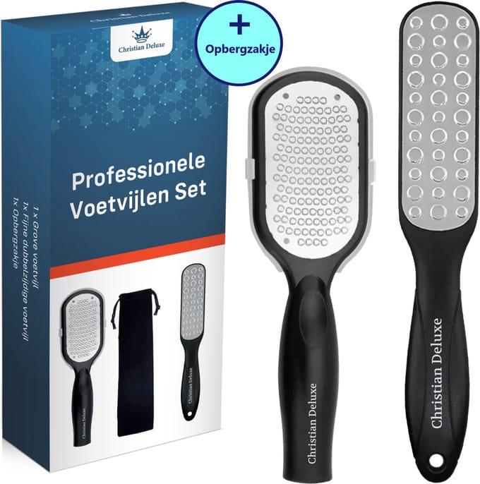 Christian Deluxe® Professionele Combo Voetvijl Set - Eeltvijl - Eeltverwijderaars - Set van 2 - Pedicure - Eeltrasp - Professionele Eeltverwijderaar