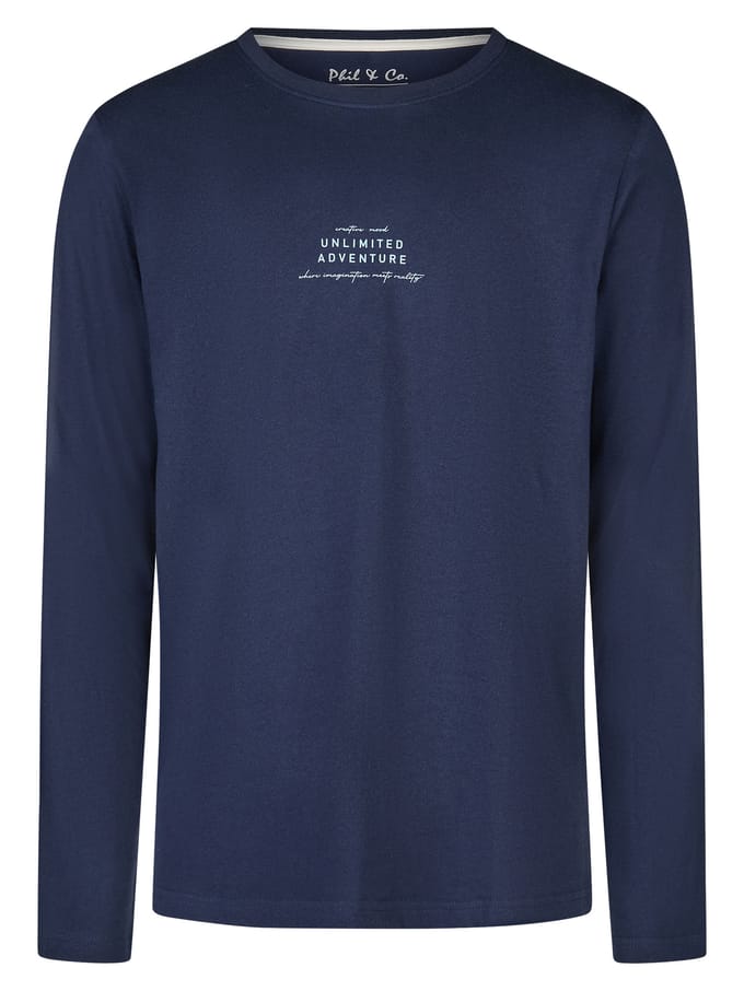 Phil & Co Heren Pyjama Set Lang Donkerblauw/Lichtblauw Gestreept - Maat M