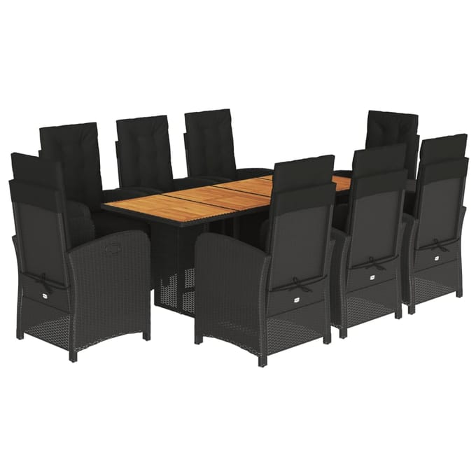 vidaXL - 9-delige - Tuinset - poly - rattan - zwart