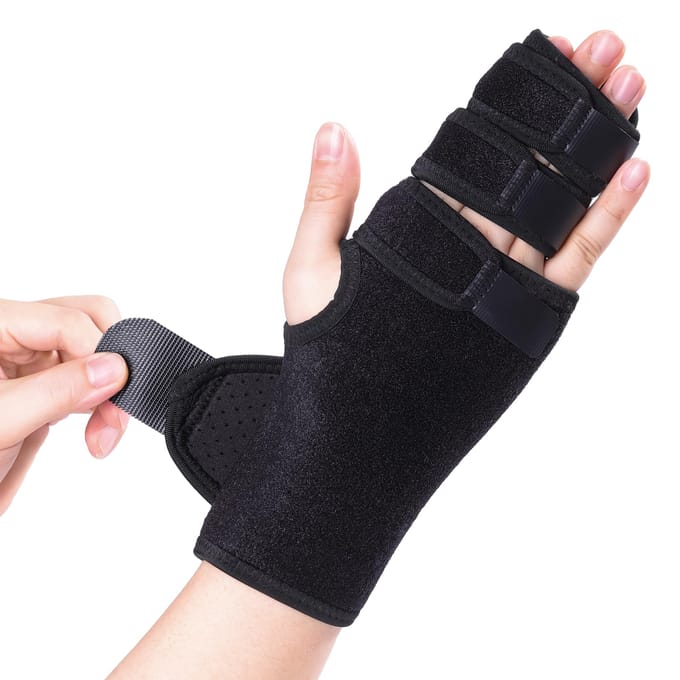 Attelle Doigt Ressaut 3 Doigts pour Index Milieu Annulaire ou Auriculaire Support Main Soulagement Arthrite black