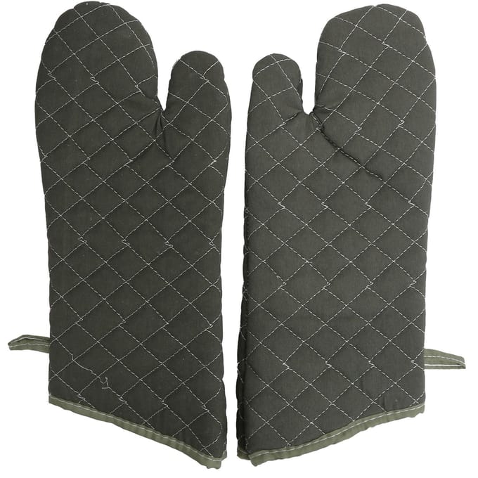 Bakwanten Groen Katoen Dik Hittebestendige Handschoenen voor Elektrische Oven Keukenaccessoire black