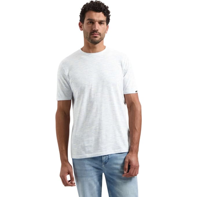 No Excess T-shirt crewneck striped blue