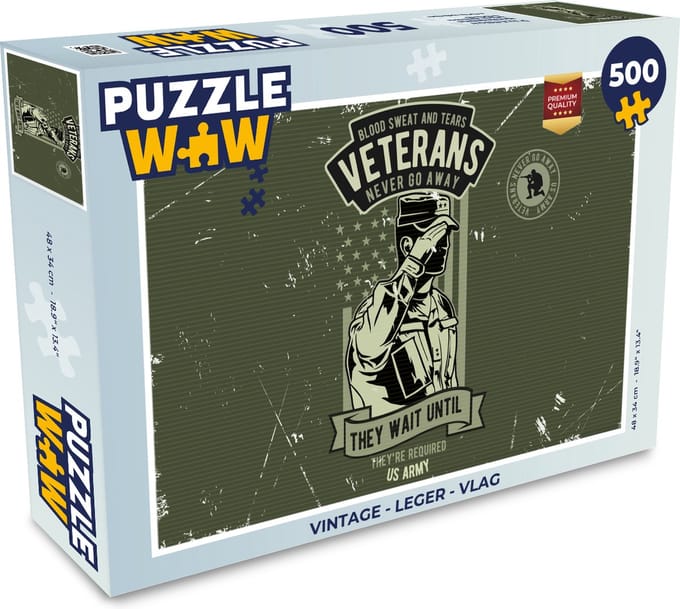 Puzzel Vintage - Leger - Vlag - Legpuzzel - Puzzel 500 stukjes