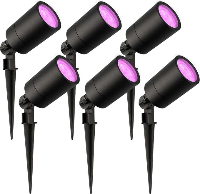 Ledvion - 6X RGBWW LED Prikspots - Zwart - IP65 - 5W - 2M