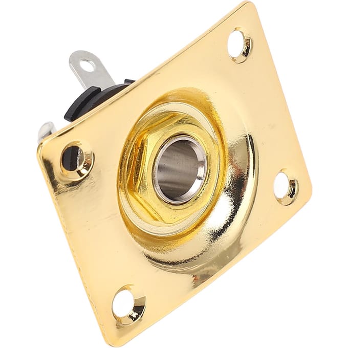 Gitaar Output Jack Plate Vierkante Vorm Metaal Compacte Gitaar Jack Socket Plate voor Telecaster Gold