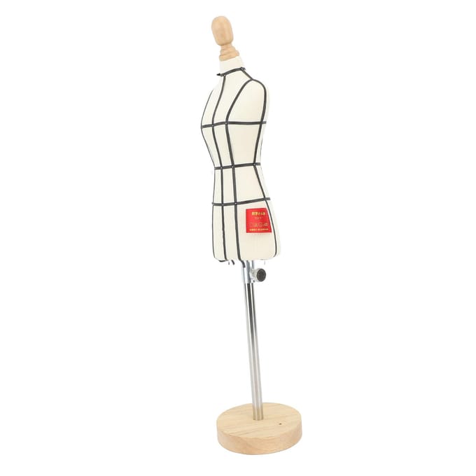 Mini Mannequin de Couture avec Support Base en Bois Mannequin de Couture Corps Modèle d'Affichage de Vêtements pour beige